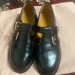 Elegant Black Leather Loafers with Buckle Detail